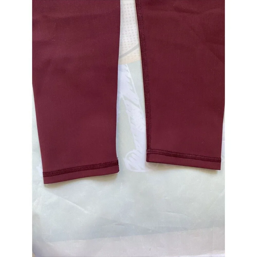ALO Yoga Ripped Warrior Leggings Red High Waist Laser Cut  Full Length Small